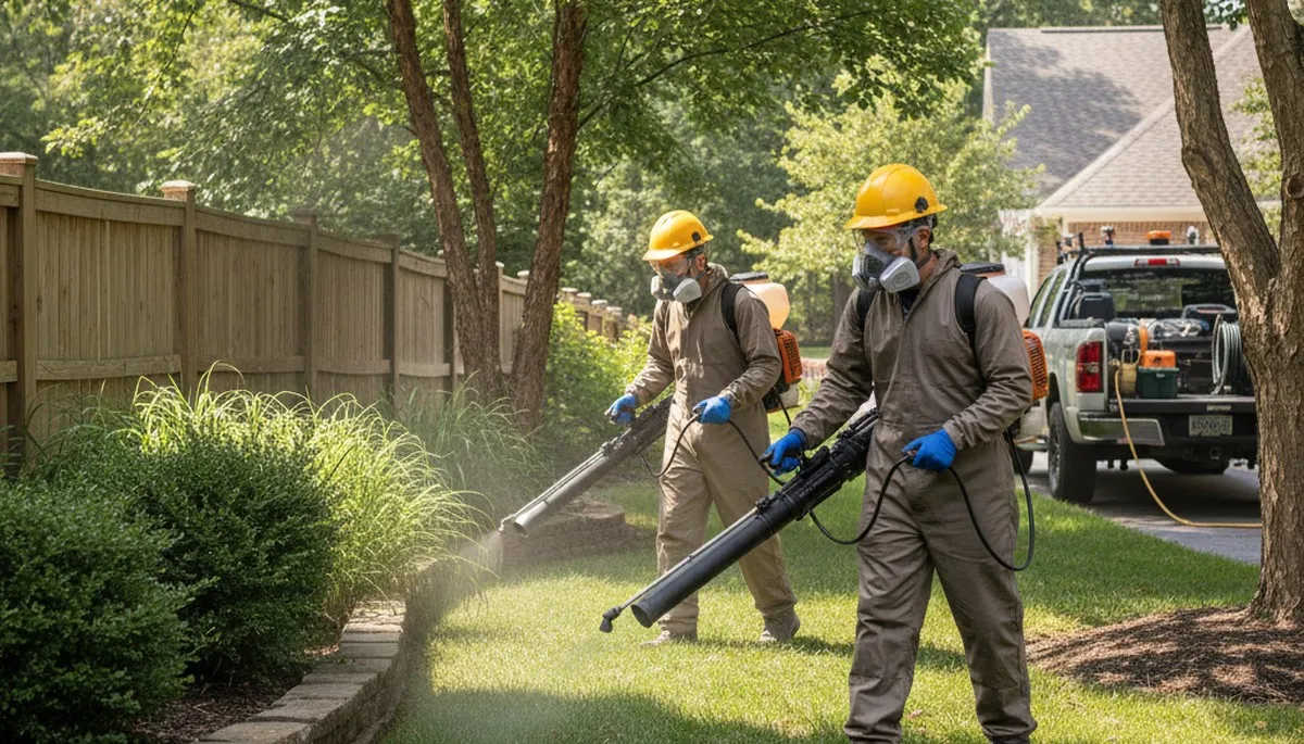 Professional tree care crew providing tick control services in Memphis, TN for homes and yards