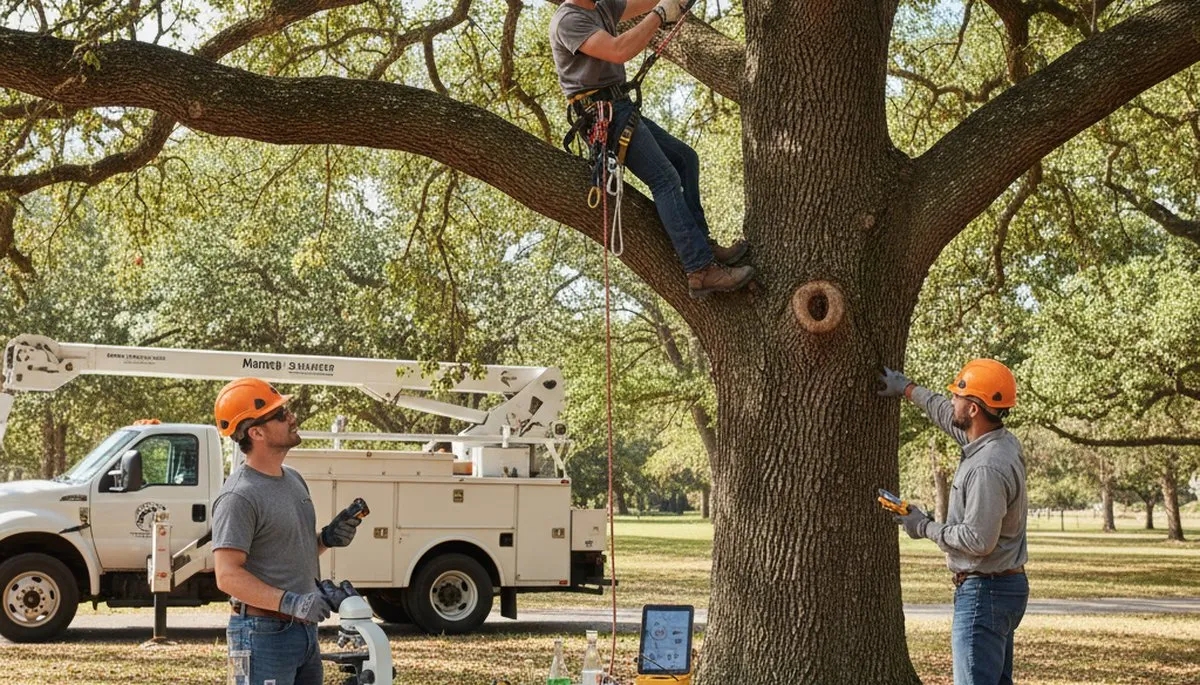 Memphis, TN arborist inspecting tree disease treatment for fungal infection and decline