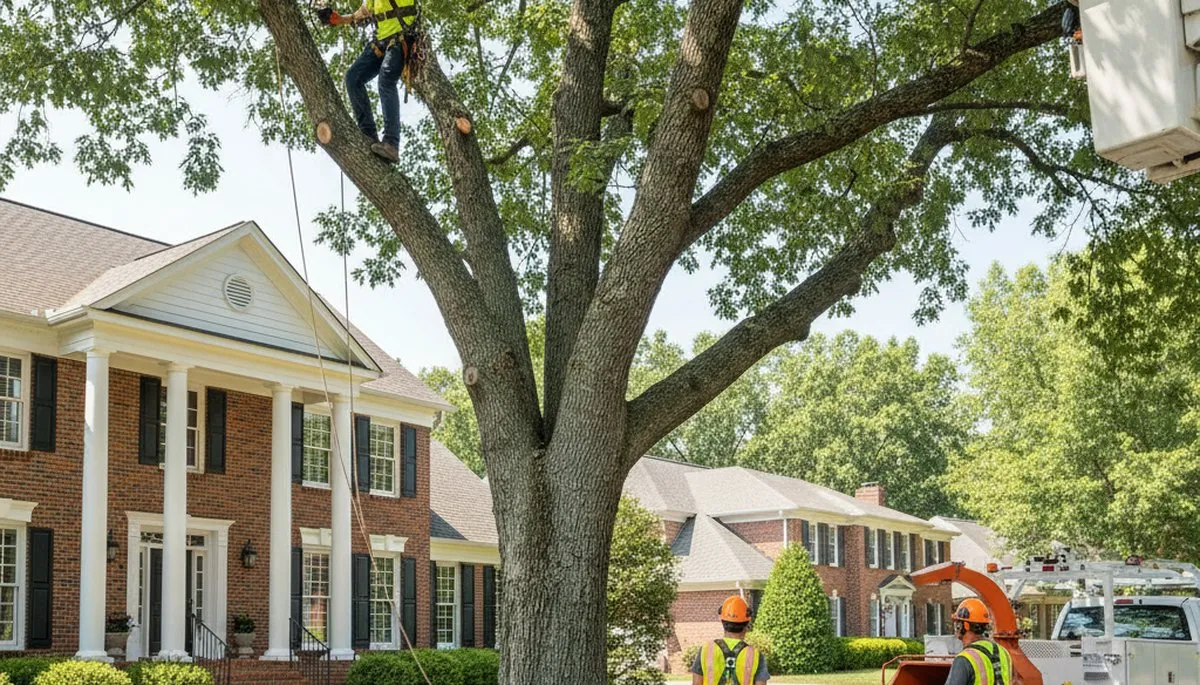 Tree service crew in Memphis, TN handling tree removal for a residential property