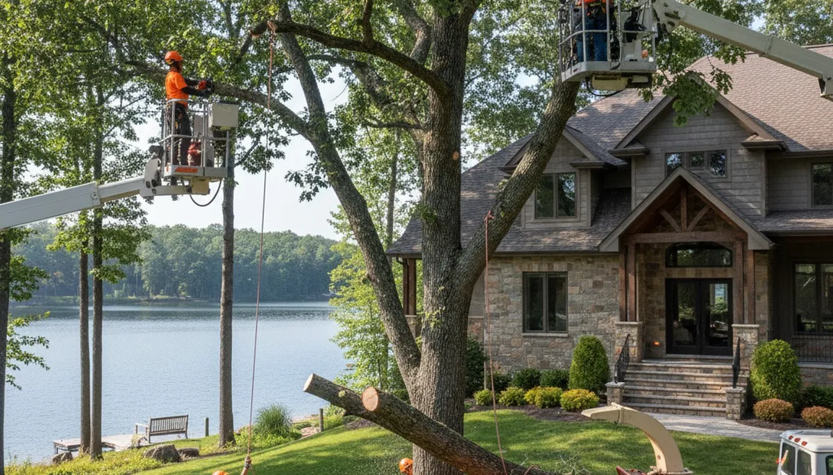 Tree service crew removing a tree in Memphis, TN for safe property cleanup