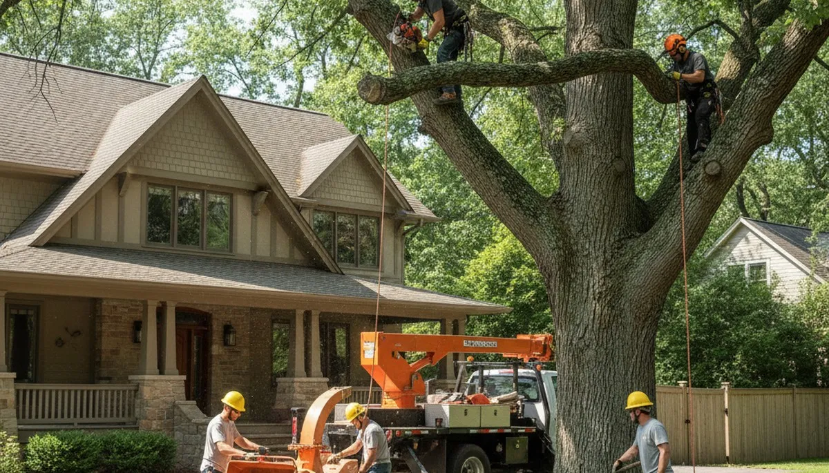 Tree service crew removing a tree in Memphis, TN for safe property protection