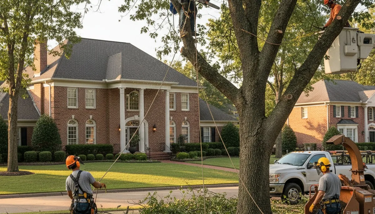Tree service crew removing a tree in Memphis, TN for safe property protection